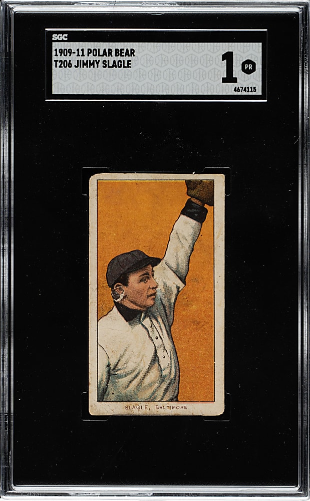 1909-1911 T206 White Border Jimmy Slagle SGC POOR 1 - Polar Bear Back