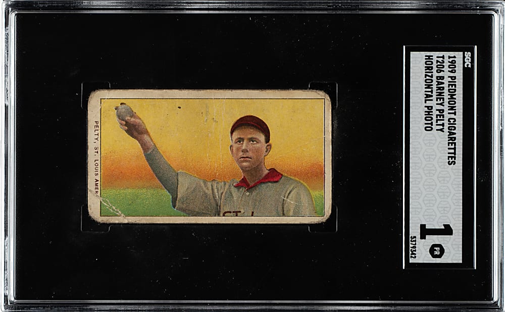 1909-1911 T206 White Border Barney Pelty Horizontal SGC POOR 1