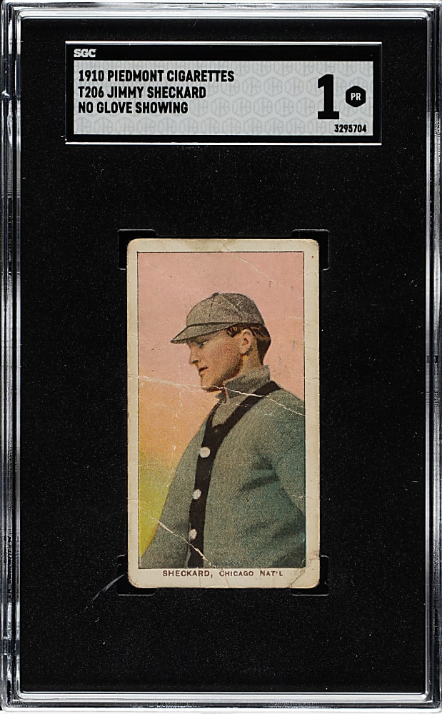 1909-1911 T206 White Border Jimmy Sheckard No Glove Showing SGC POOR 1