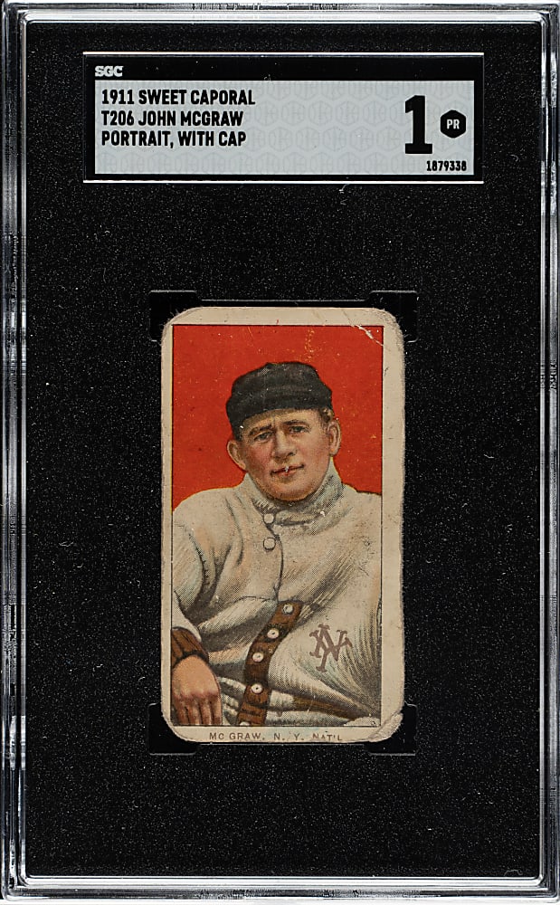 1909-1911 T206 White Border John McGraw Portrait with Cap SGC POOR 1