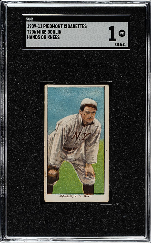 1909-1911 T206 White Border Mike Donlin Fielding SGC POOR 1