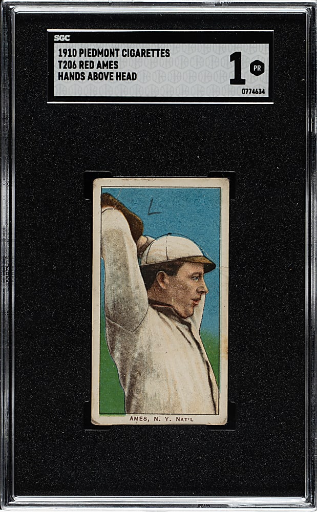1909-1911 T206 White Border Red Ames Hands Above Head SGC POOR 1