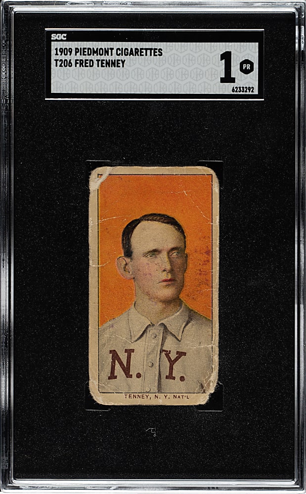 1909-1911 T206 White Border Fred Tenney SGC POOR 1