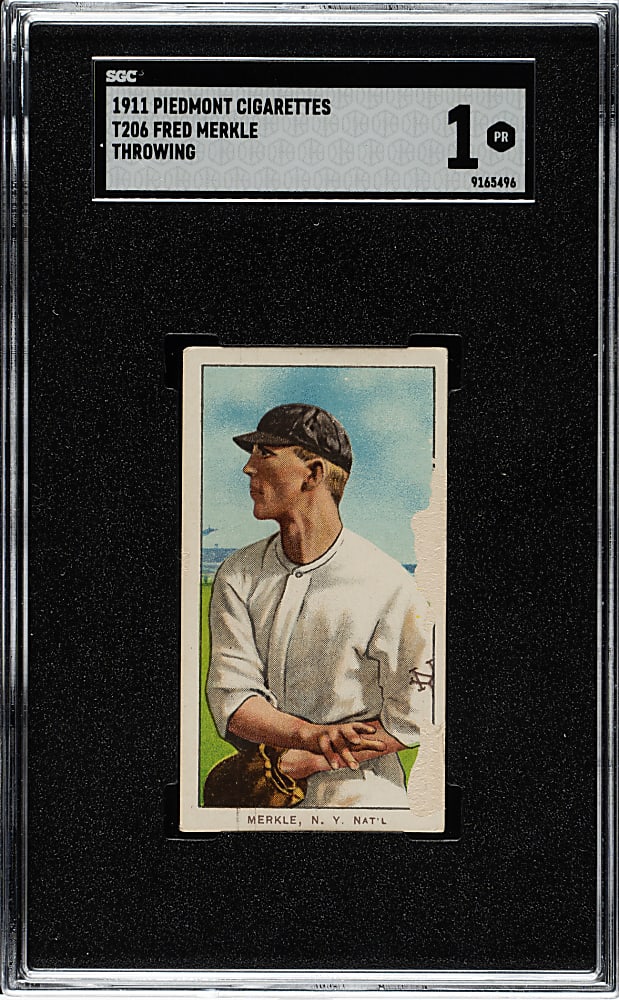 1909-1911 T206 White Border Fred Merkle Throwing SGC POOR 1
