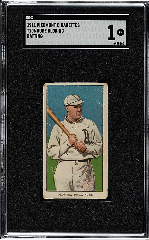 1909-1911 T206 White Border Rube Oldring Batting SGC POOR 1