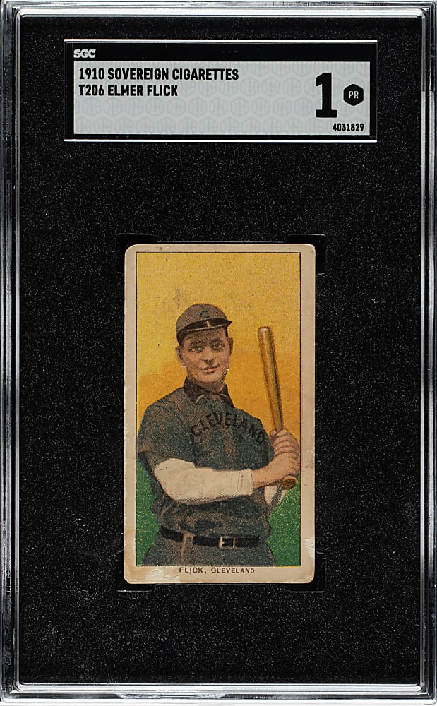 1909-1911 T206 White Border Elmer Flick SGC POOR 1 - Sovereign 350 Back