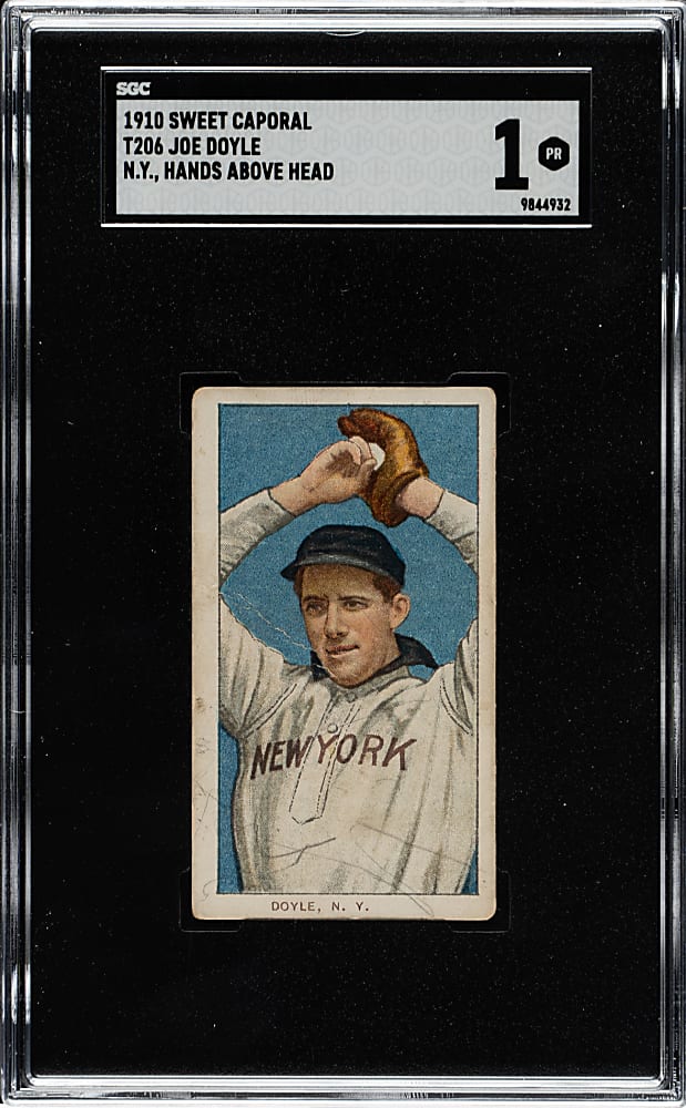 1909-1911 T206 White Border Joe Doyle N.Y. Hands Above Head SGC POOR 1