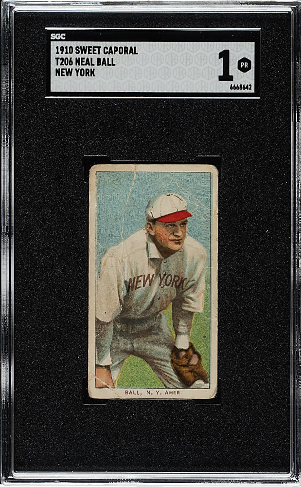 1909-1911 T206 White Border Neal Ball New York SGC POOR 1