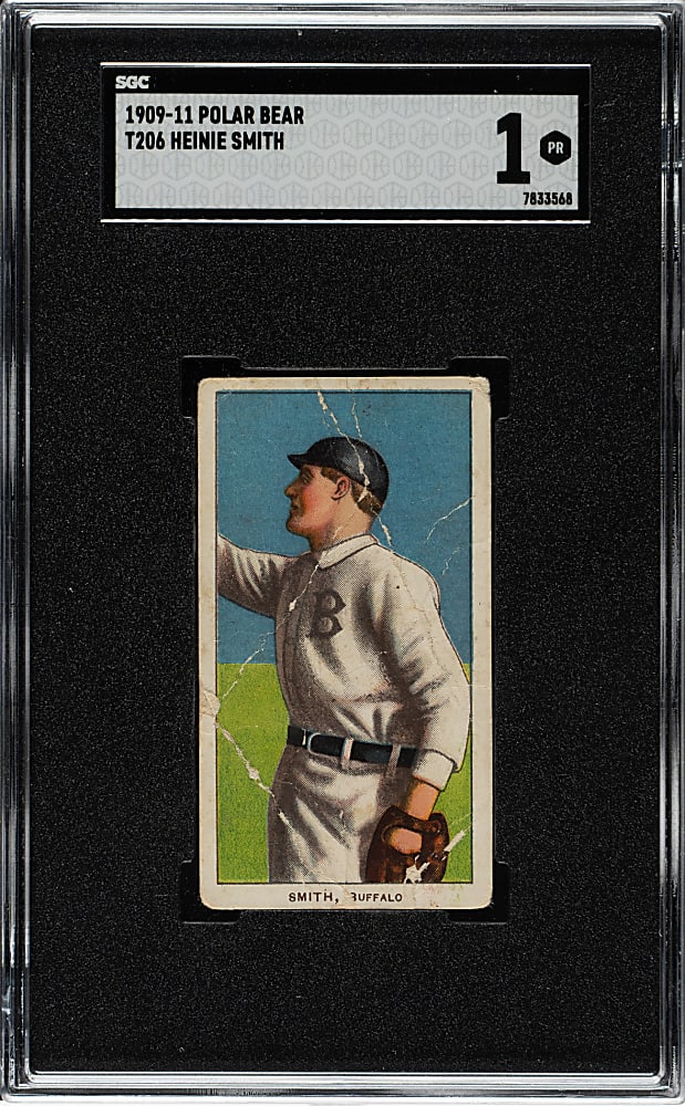 1909-1911 T206 White Border Heinie Smith SGC POOR 1 - Polar Bear Back