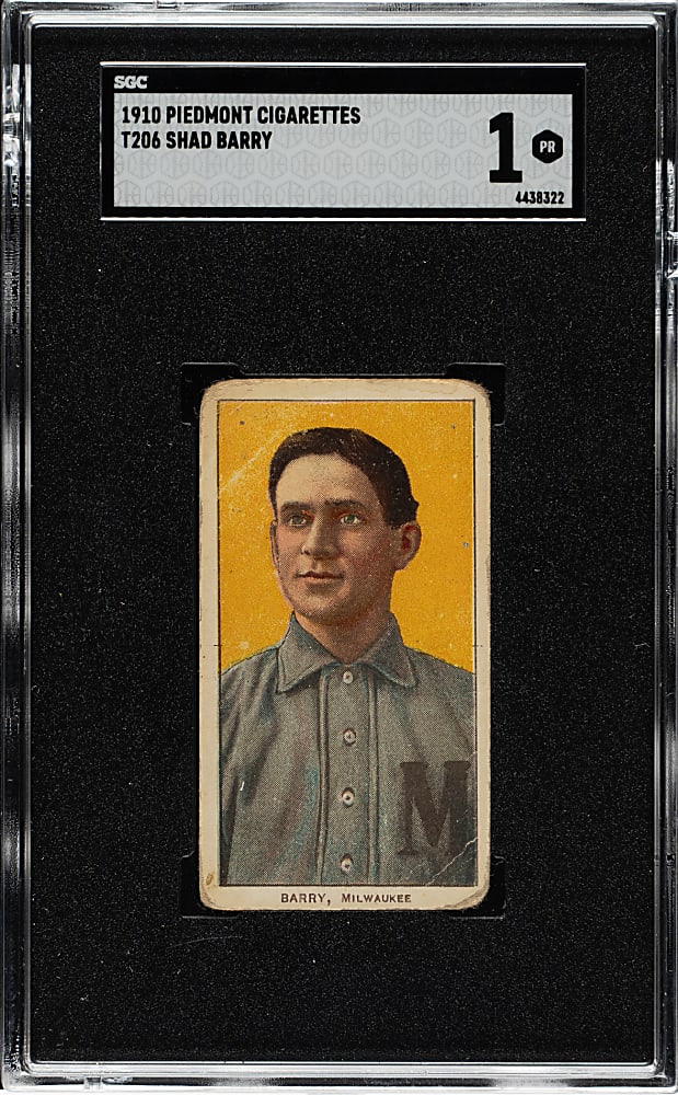 1909-1911 T206 White Border Shad Barry SGC POOR 1
