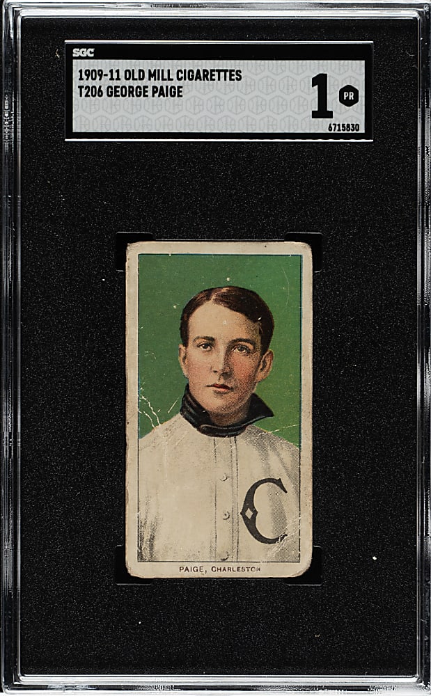 1909-1911 T206 White Border George Paige Southern Leaguer SGC POOR 1 - Old Mill Back