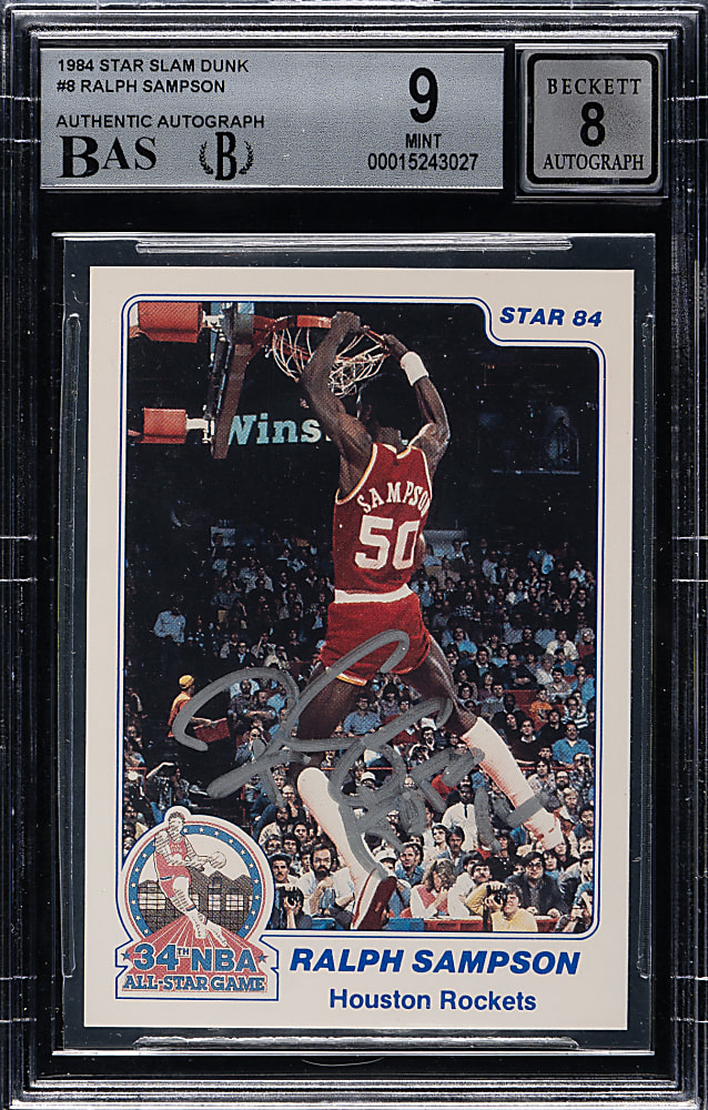 Signed 1984-1985 Star Company Slam Dunk Championship Basketball #8 Ralph Sampson BGS MINT 9 with NM-MT 8 Signature