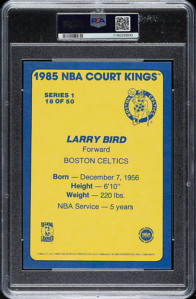 Signed 1984-1985 Star Company Basketball "Court Kings 5 x 7" #18 Larry Bird PSA/DNA GEM MINT 10