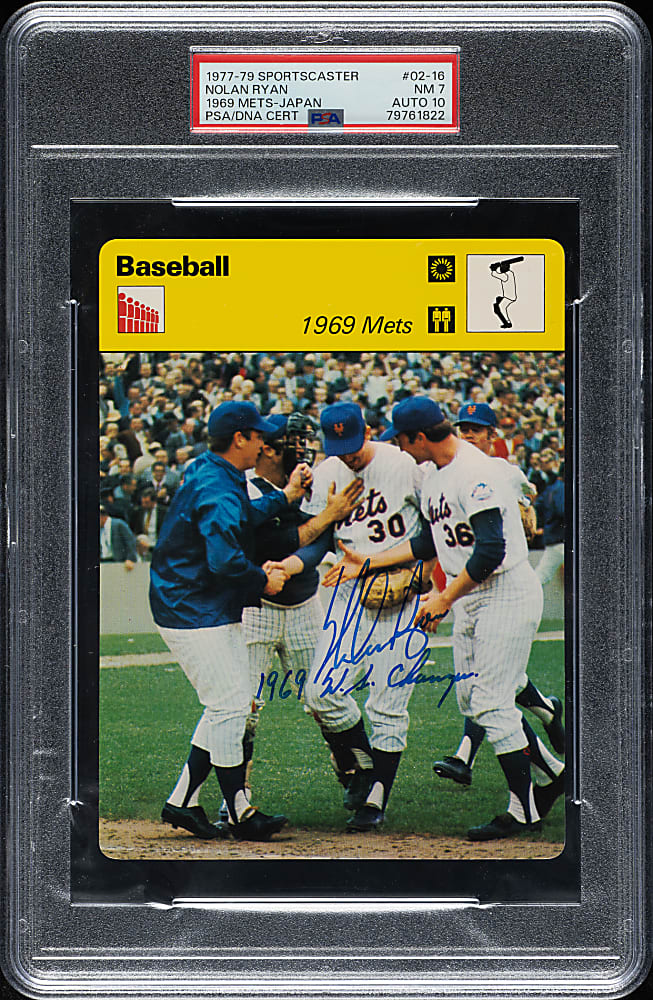Signed 1977-1979 Sportscaster Japan #02-16 Nolan Ryan PSA NM 7 with GEM MINT 10 Signature