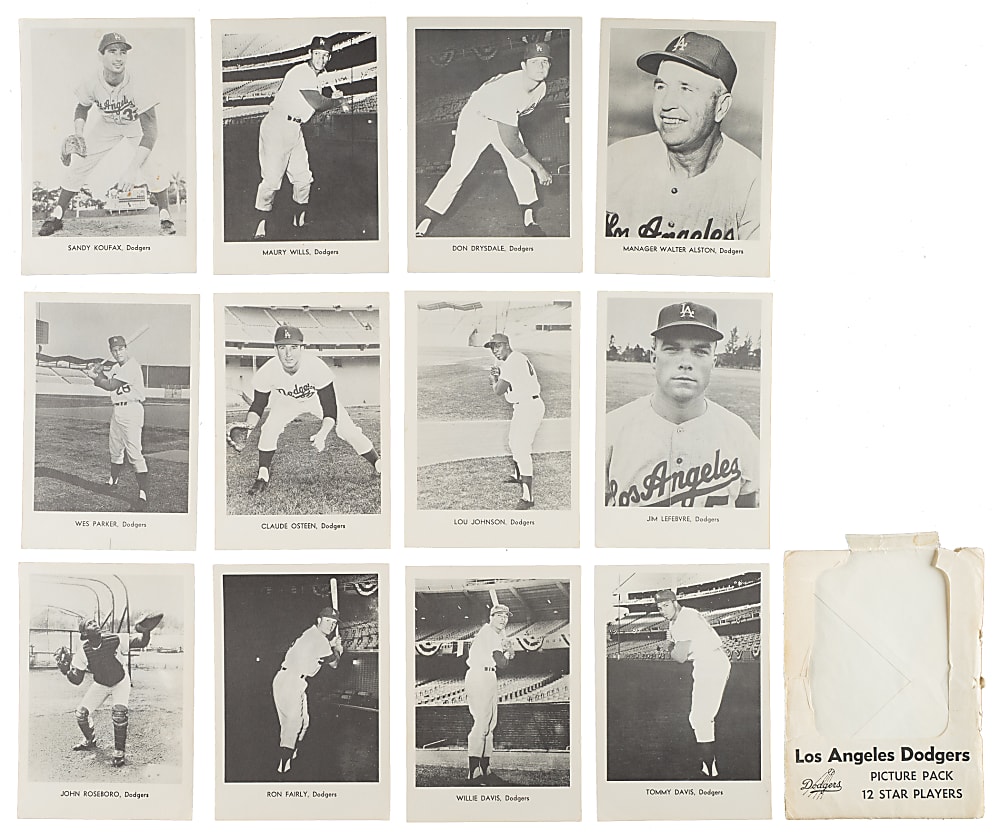 1966 Sportservice Los Angeles Dodgers Picture Pack Complete Set (12) Plus Original Envelope