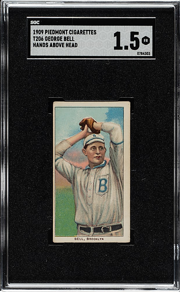 1909-1911 T206 White Border George Bell Hands Above Head SGC FAIR 1.5