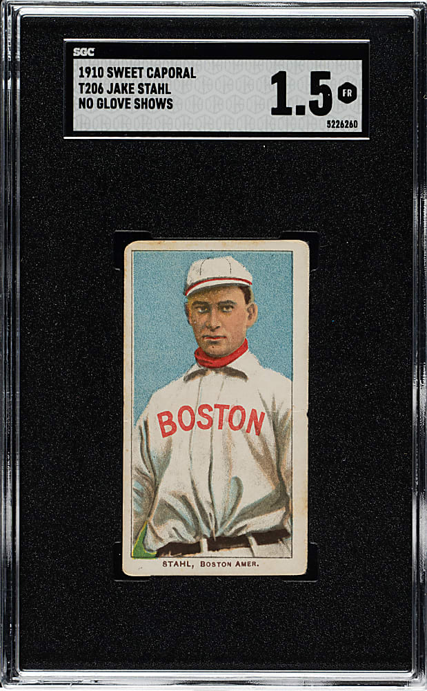 1909-1911 T206 White Border Jake Stahl No Glove Showing SGC FAIR 1.5