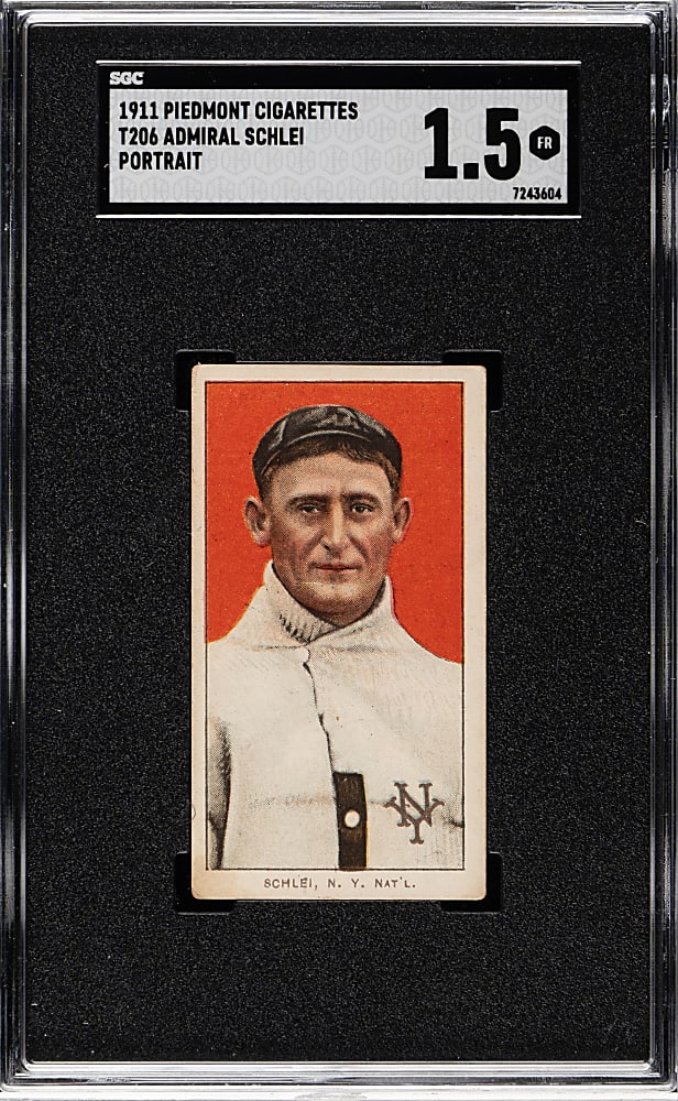 1909-1911 T206 White Border Admiral Schlei Portrait SGC FAIR 1.5