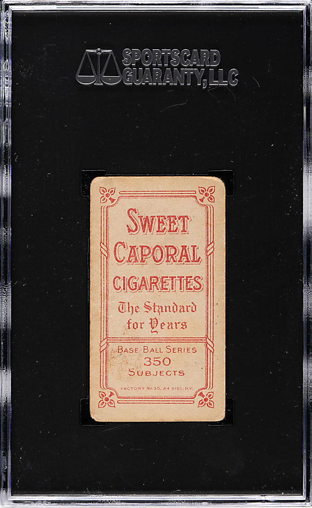 1909-1911 T206 White Border Hal Chase Throwing Dark Cap SGC FAIR 1.5