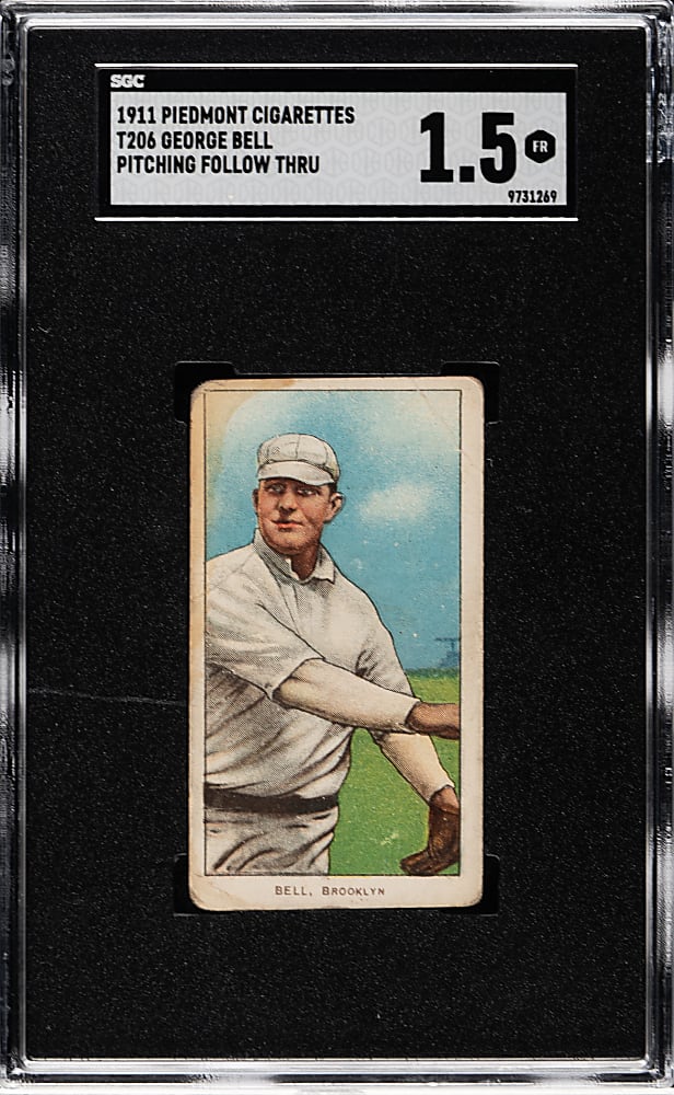 1909-1911 T206 White Border George Bell Follow Through SGC FAIR 1.5