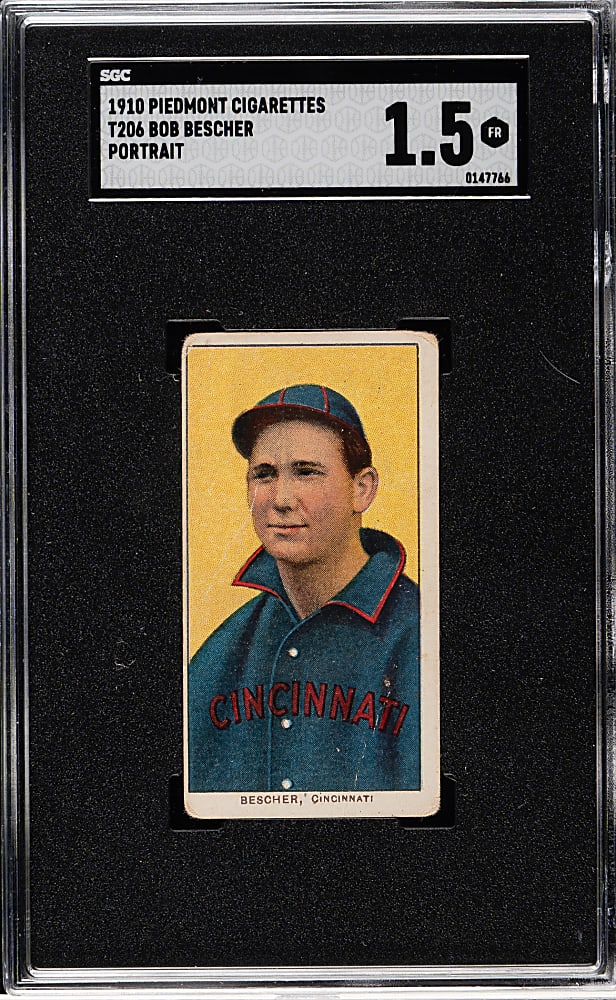 1909-1911 T206 White Border Bob Bescher Portrait SGC FAIR 1.5