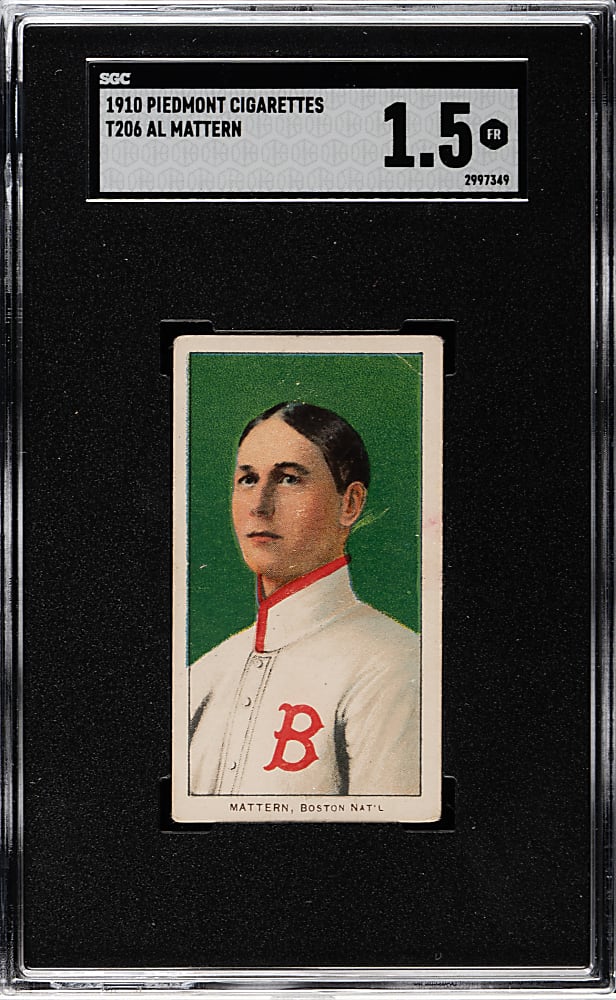 1909-1911 T206 White Border Al Mattern SGC FAIR 1.5