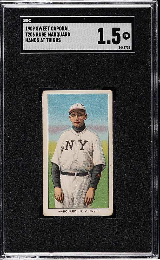 1909-1911 T206 White Border Rube Marquard Hands At Thighs SGC FAIR 1.5