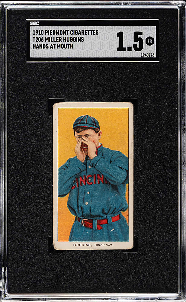 1909-1911 T206 White Border Miller Huggins Hands At Mouth SGC FAIR 1.5