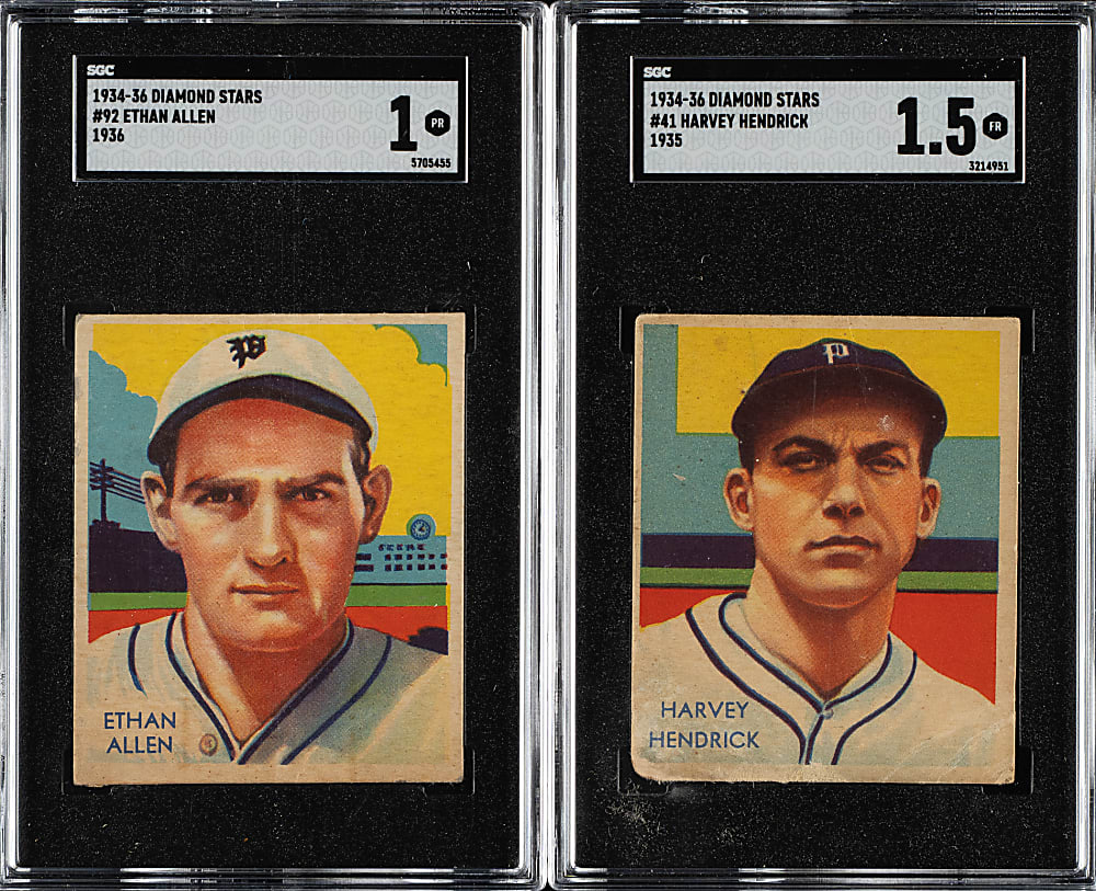 1934-1936 R327 Diamond Stars Ethan Allen and Harvey Hendrick SGC-Graded Pair