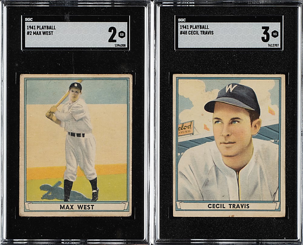 1941 R336 Play Ball #2 Max West and #48 Cecil Travis SGC-Graded Pair