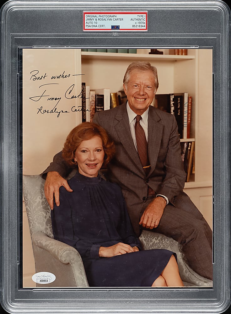 Circa 1970s Jimmy Carter and Rosalynn Carter Signed Original Photograph PSA/DNA Type I with GEM MINT 10 Signature