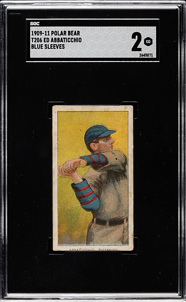 1909-1911 T206 White Border Ed Abbaticchio Blue Sleeves SGC GOOD 2 - Polar Bear Back