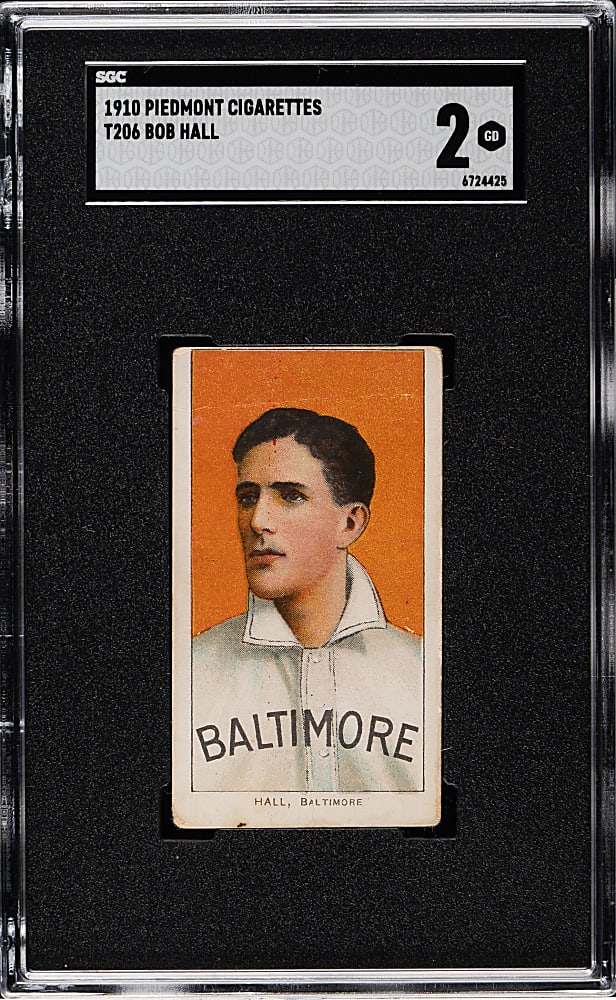 1909-1911 T206 White Border Bob Hall SGC GOOD 2