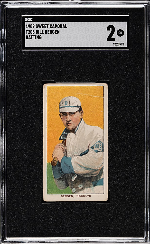 1909-1911 T206 White Border Bill Bergen Batting SGC GOOD 2