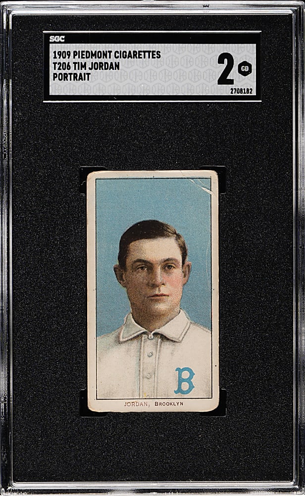 1909-1911 T206 White Border Tim Jordan Portrait SGC GOOD 2