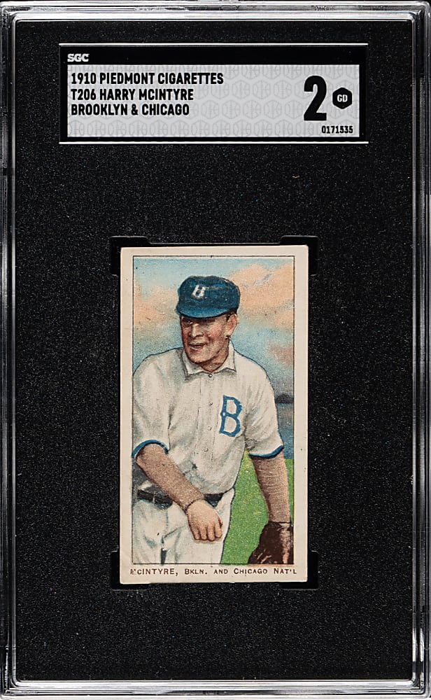 1909-1911 T206 White Border Harry McIntyre Brooklyn & Chicago SGC GOOD 2