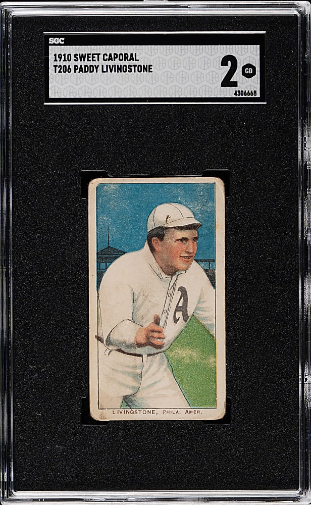 1909-1911 T206 White Border Paddy Livingstone SGC GOOD 2