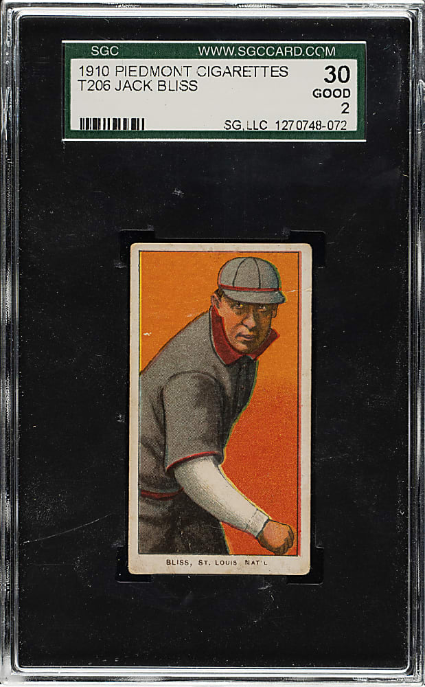 1909-1911 T206 White Border Jack Bliss SGC GOOD 30