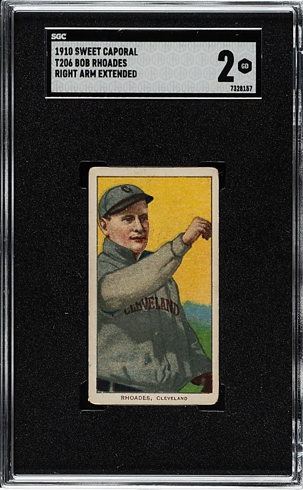 1909-1911 T206 White Border Bob Rhoades Right Arm Extended SGC GOOD 2
