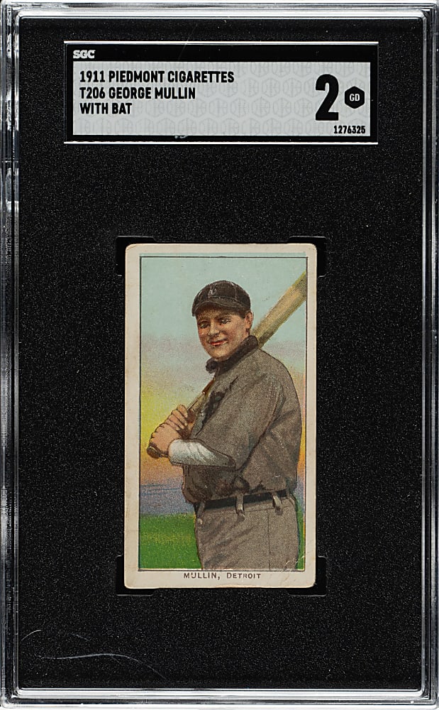 1909-1911 T206 White Border George Mullin with Bat SGC GOOD 2