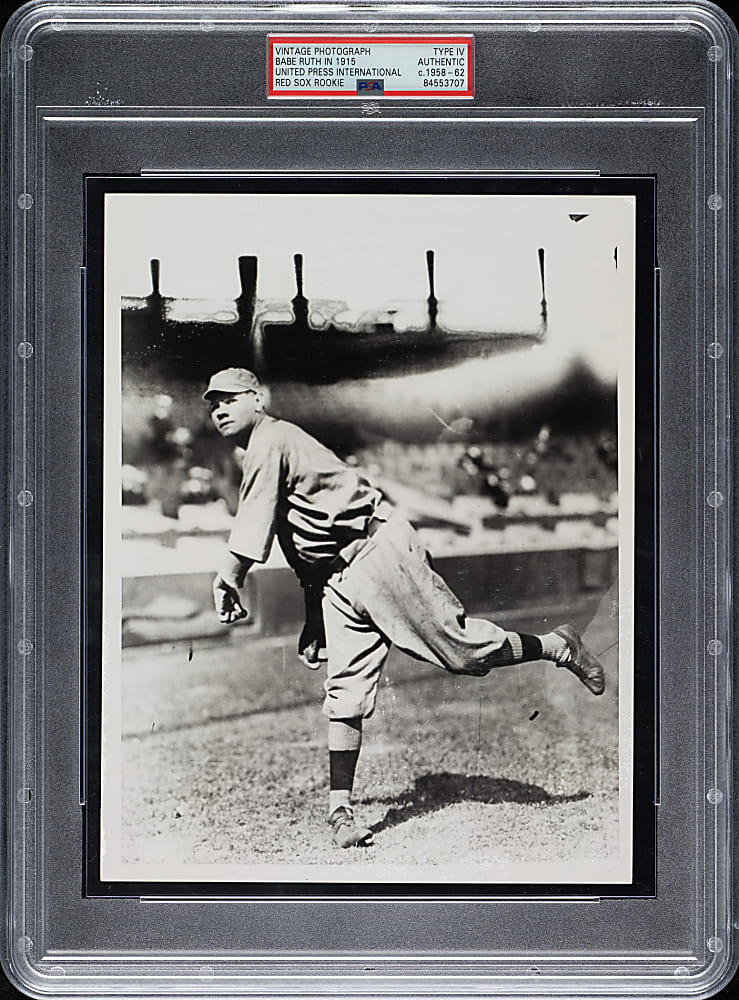 Circa 1958-1962 Babe Ruth in 1915 United Press International Vintage Photograph PSA/DNA Type IV