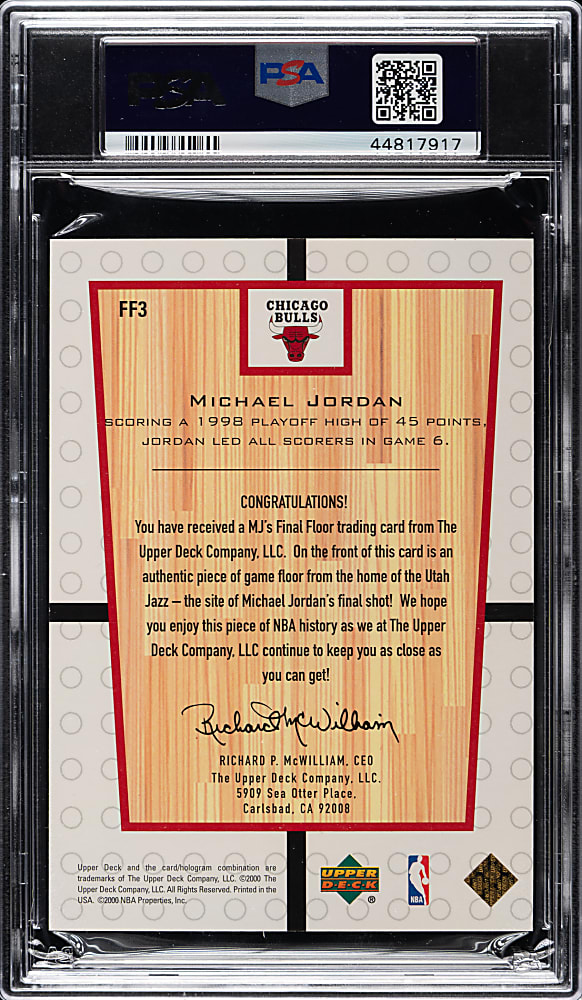 1999-2000 Upper Deck MJ's Final Floor Basketball #FF3 Michael Jordan PSA MINT 9