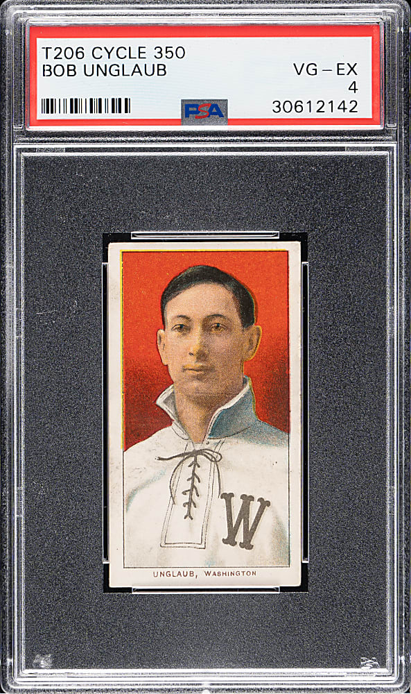 1909-1911 T206 White Border Bob Unglaub PSA VG-EX 4 - Cycle 350 Back