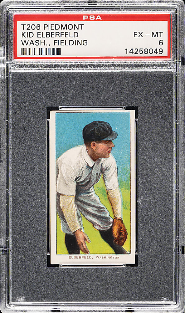 1909-1911 T206 White Border Kid Elberfeld Washington, Fielding PSA EX-MT 6