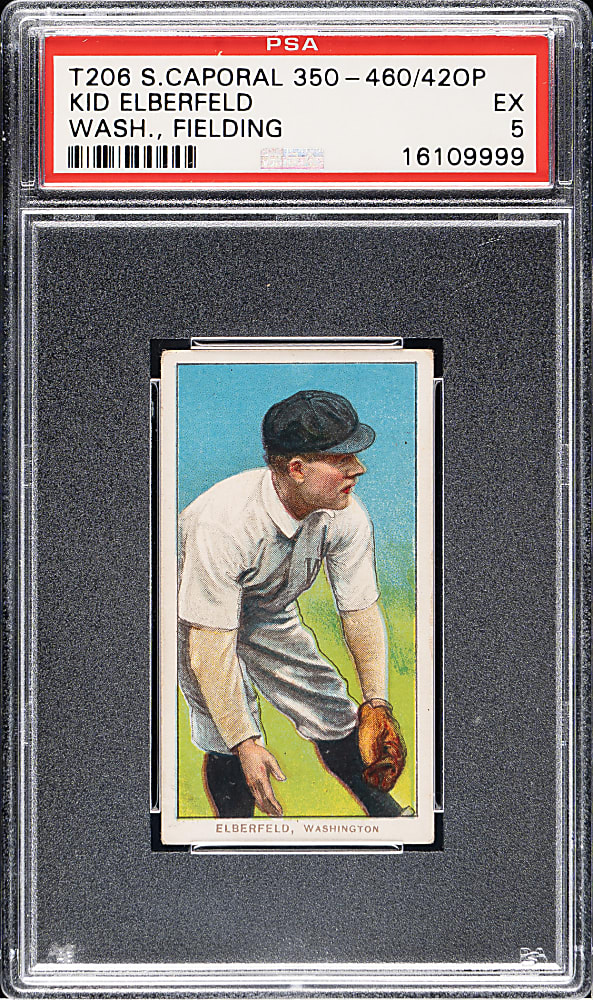1909-1911 T206 White Border Kid Elberfeld Washington, Fielding PSA EX 5