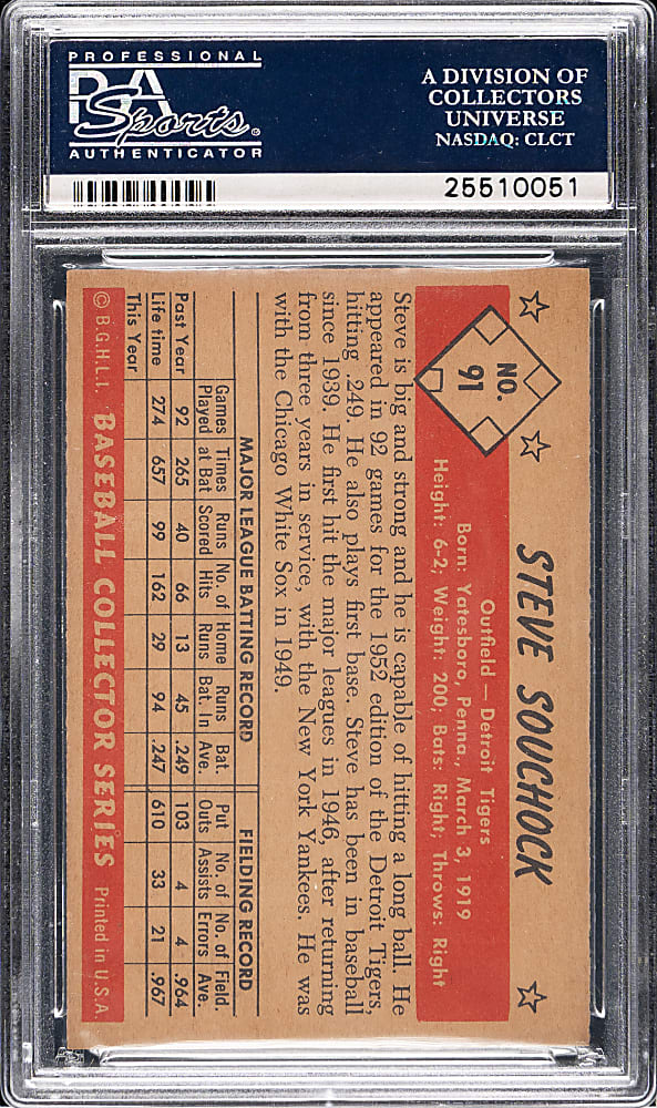1953 Bowman Color #91 Steve Souchoch PSA NM-MT+ 8.5