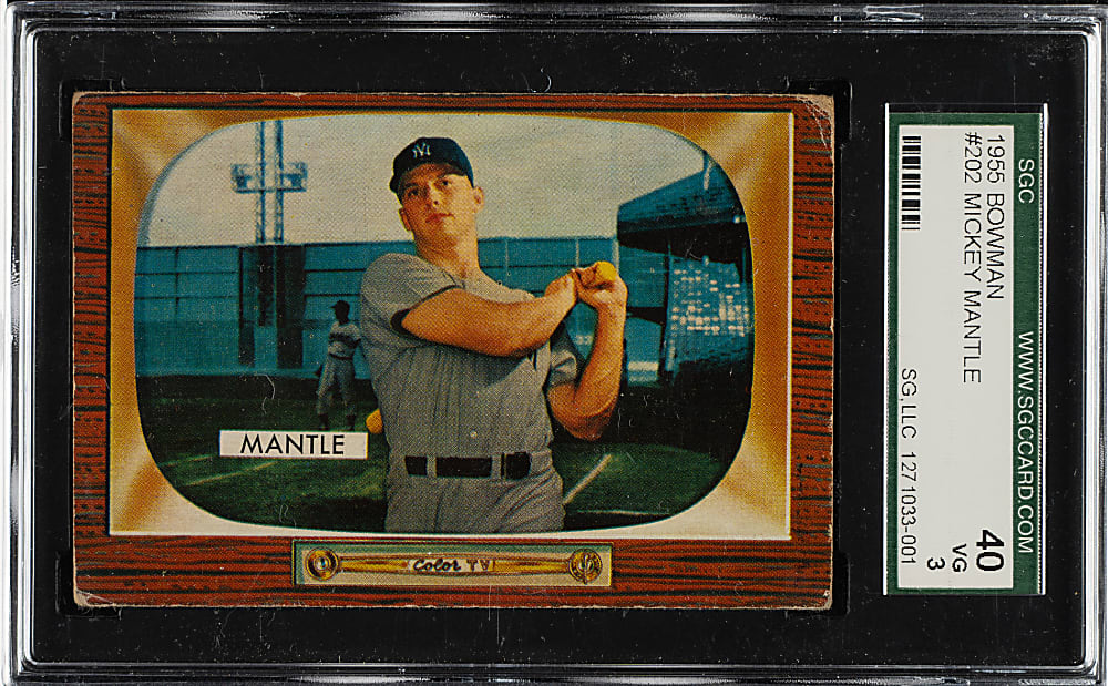 1955 Bowman #202 Mickey Mantle SGC VG 40