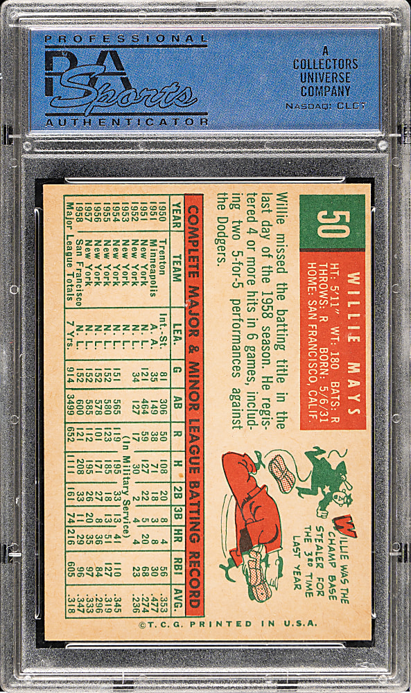 1959 Topps #50 Willie Mays PSA NM 7