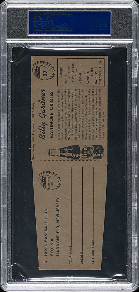 1958 Hires Root Beer Billy Gardner with Tab PSA NM-MT 8