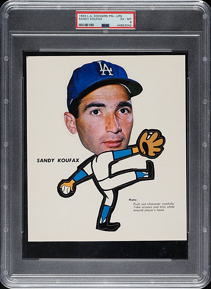 1963 Los Angeles Dodgers Pin-Ups Sandy Koufax PSA EX-MT 6